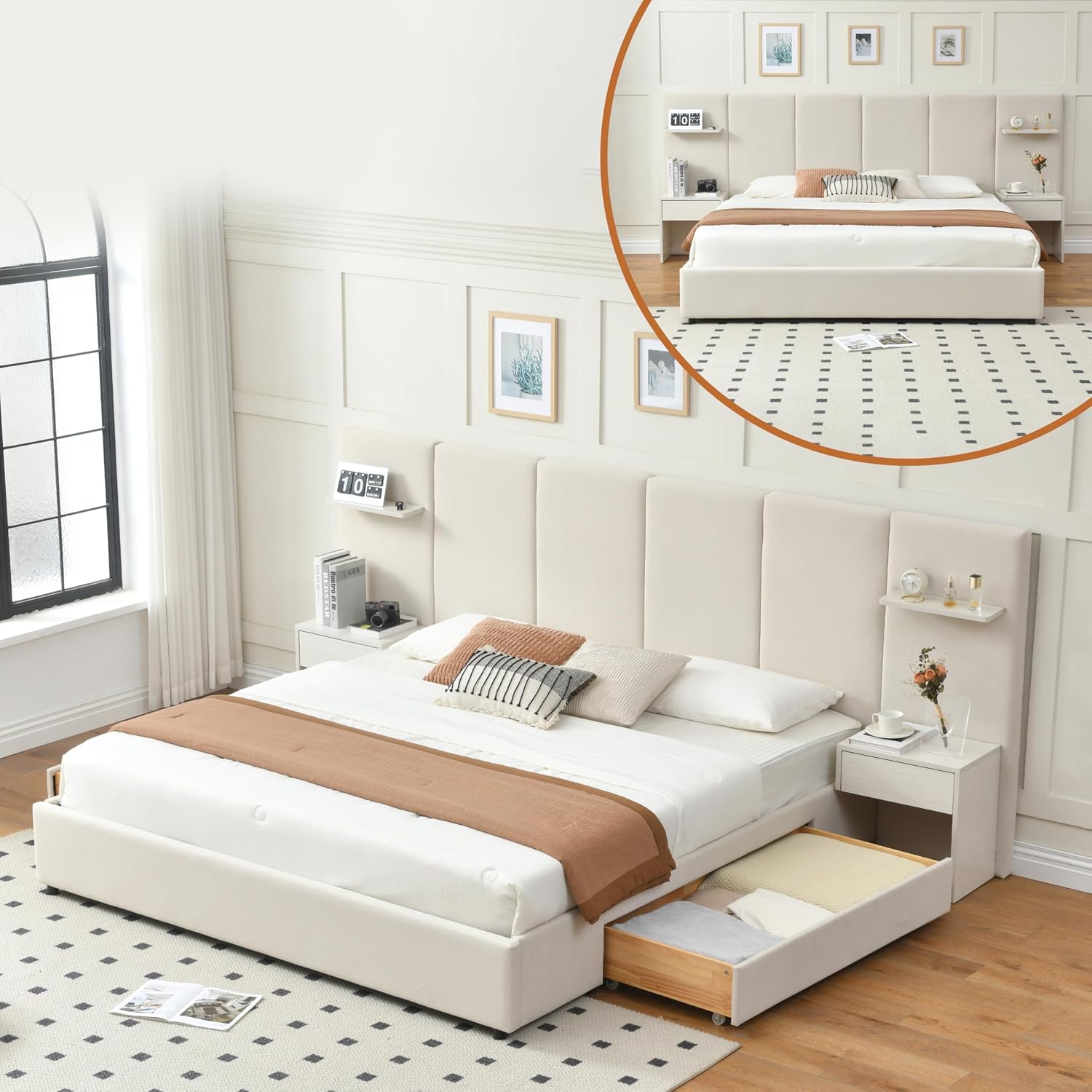 إطار سرير بحجم كينج مع مساحة ت - مراجعة King Size Bed Frame With Storage Drawers وسعره