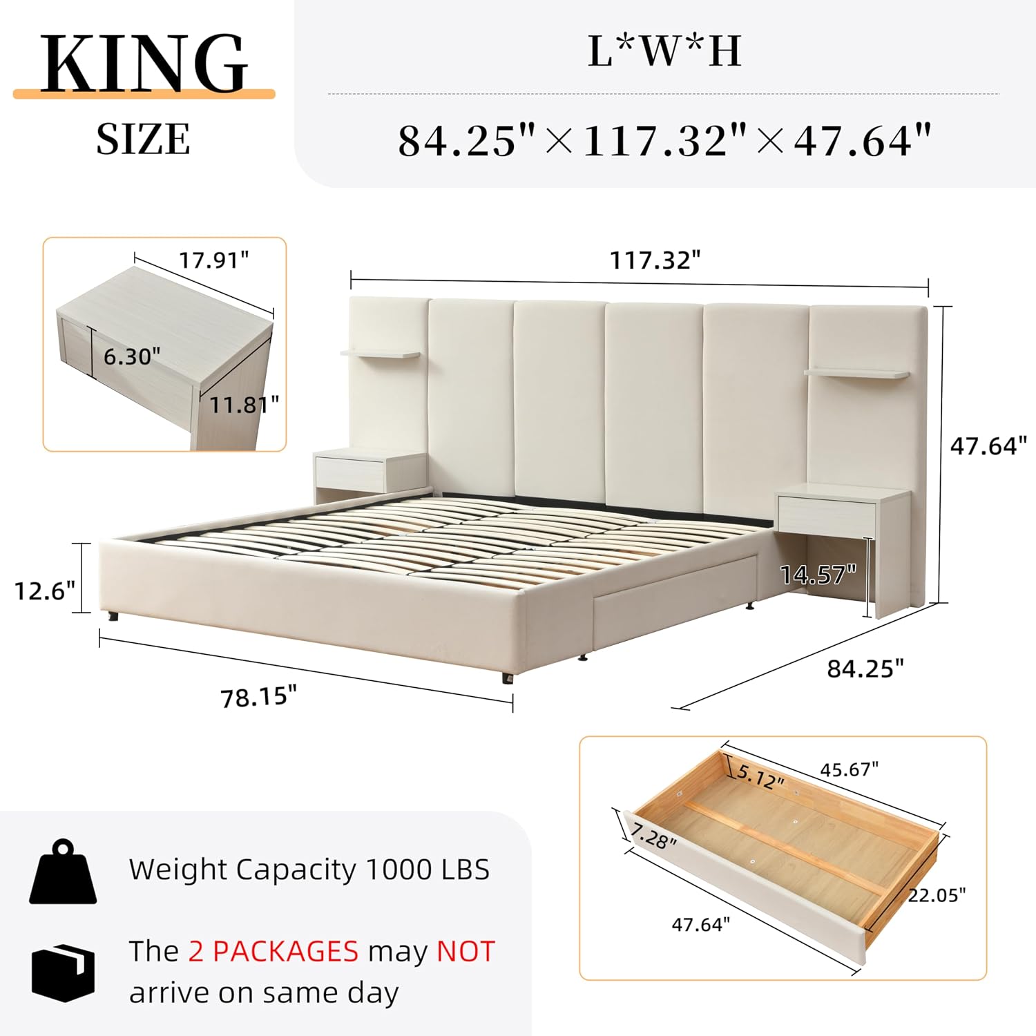 إطار سرير بحجم كينج مع مساحة ت - مراجعة King Size Bed Frame With Storage Drawers وسعره
