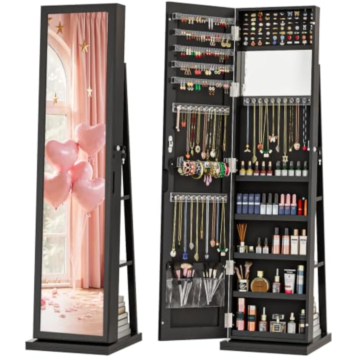 خزانة مجوهرات أنيقة سوداء قائم - مراجعة Full Length Mirror Jewelry Armoire وسعره