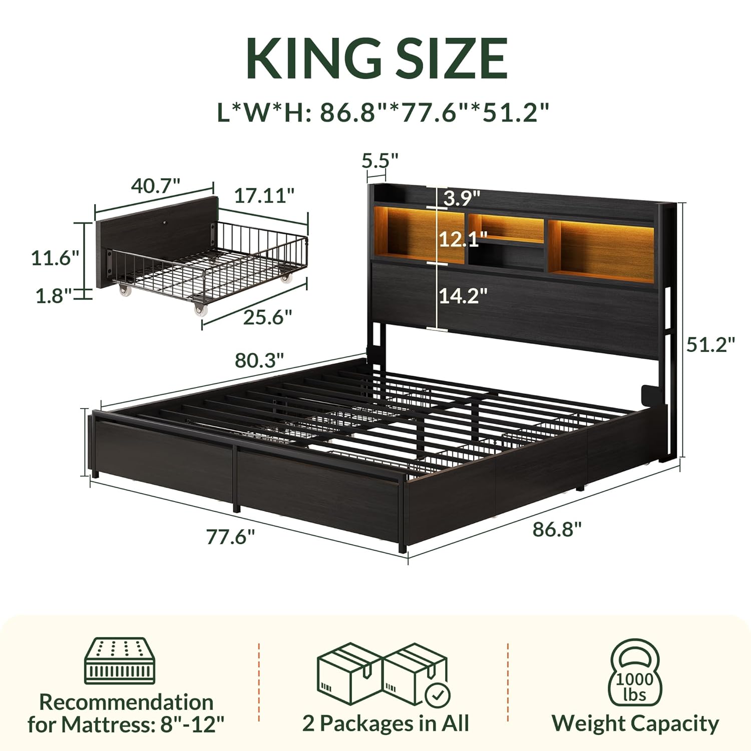 إطار سرير بحجم كينج مع 6 أدراج - مراجعة King Size Bed Frame With Storage Drawers وسعره