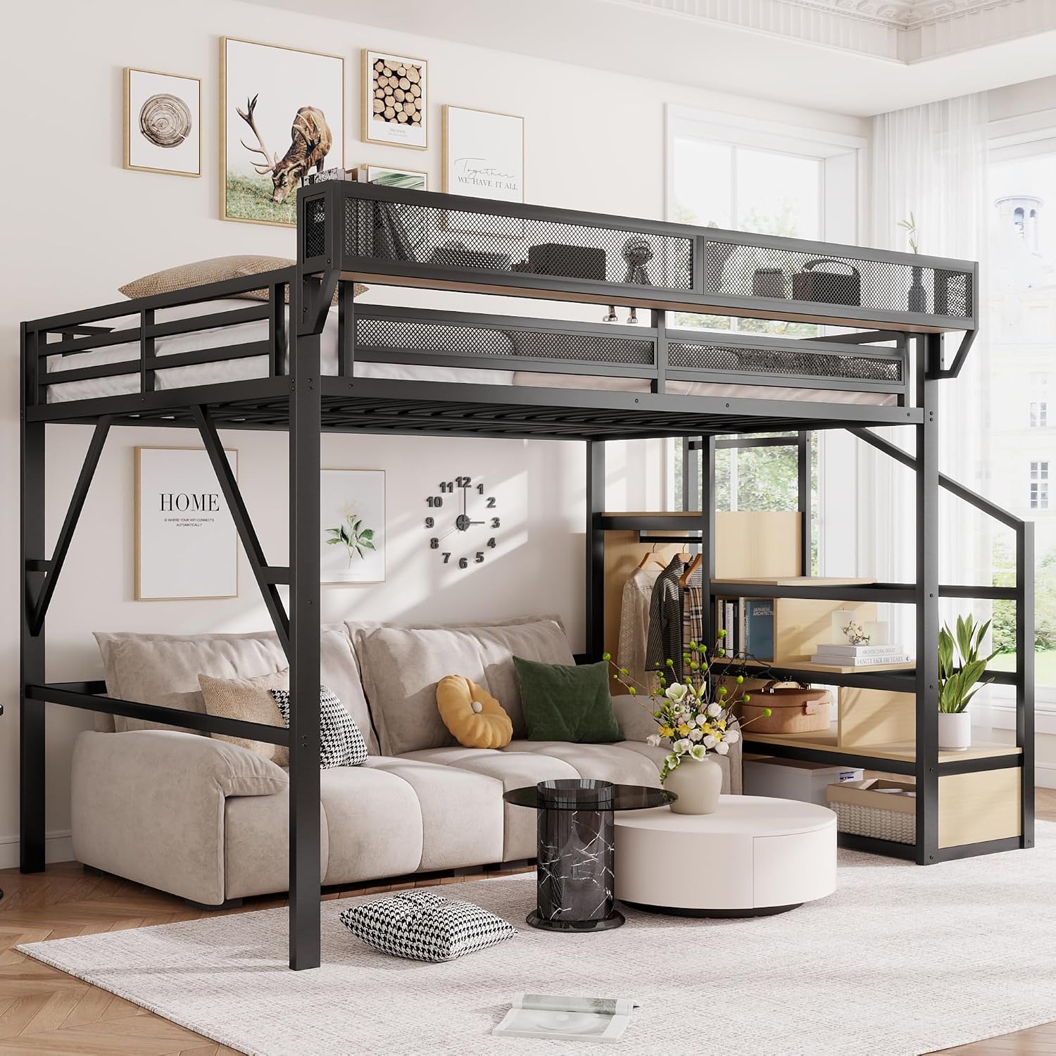 سرير علوي بحجم كوين مع درج وتخ - مراجعة Canopy Bed Frame Metal Queen وسعره