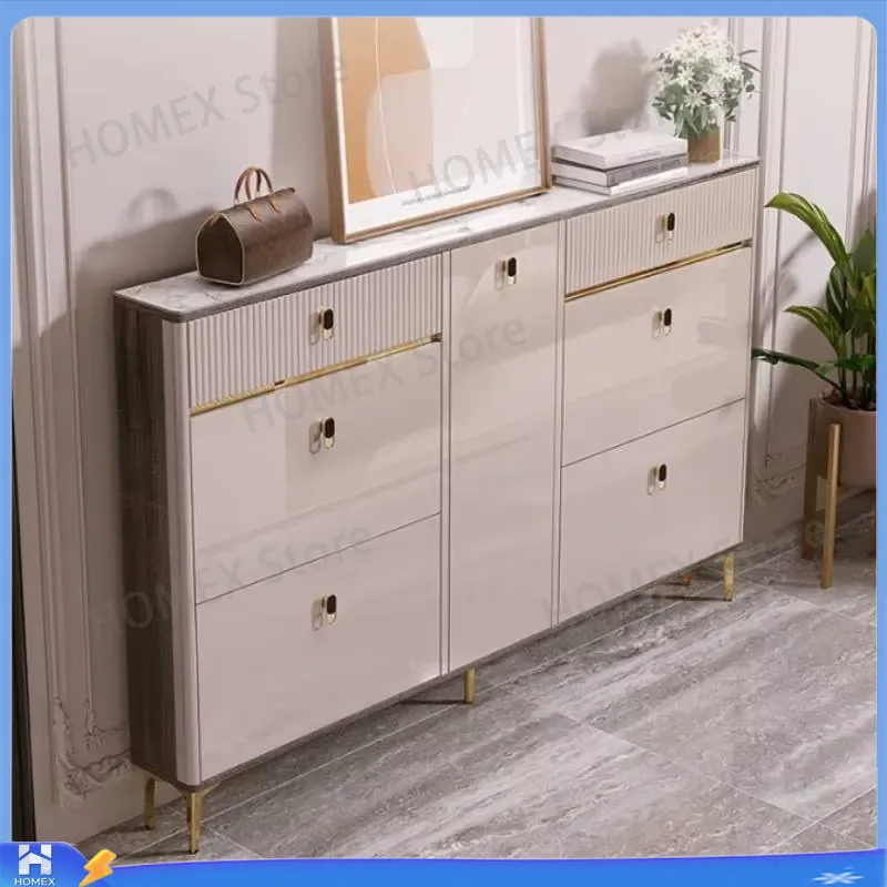 خزانة أحذية مقاومة للماء مع مق - مراجعة Shoe Rack Cabinet Narrow Entryway وسعره