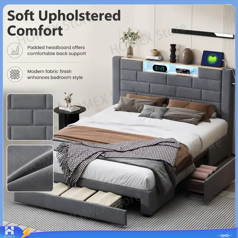 إطار سرير مزدوج بطول 5 أقدام م - مراجعة Gas Lift Storage Bed Hydraulic وسعره