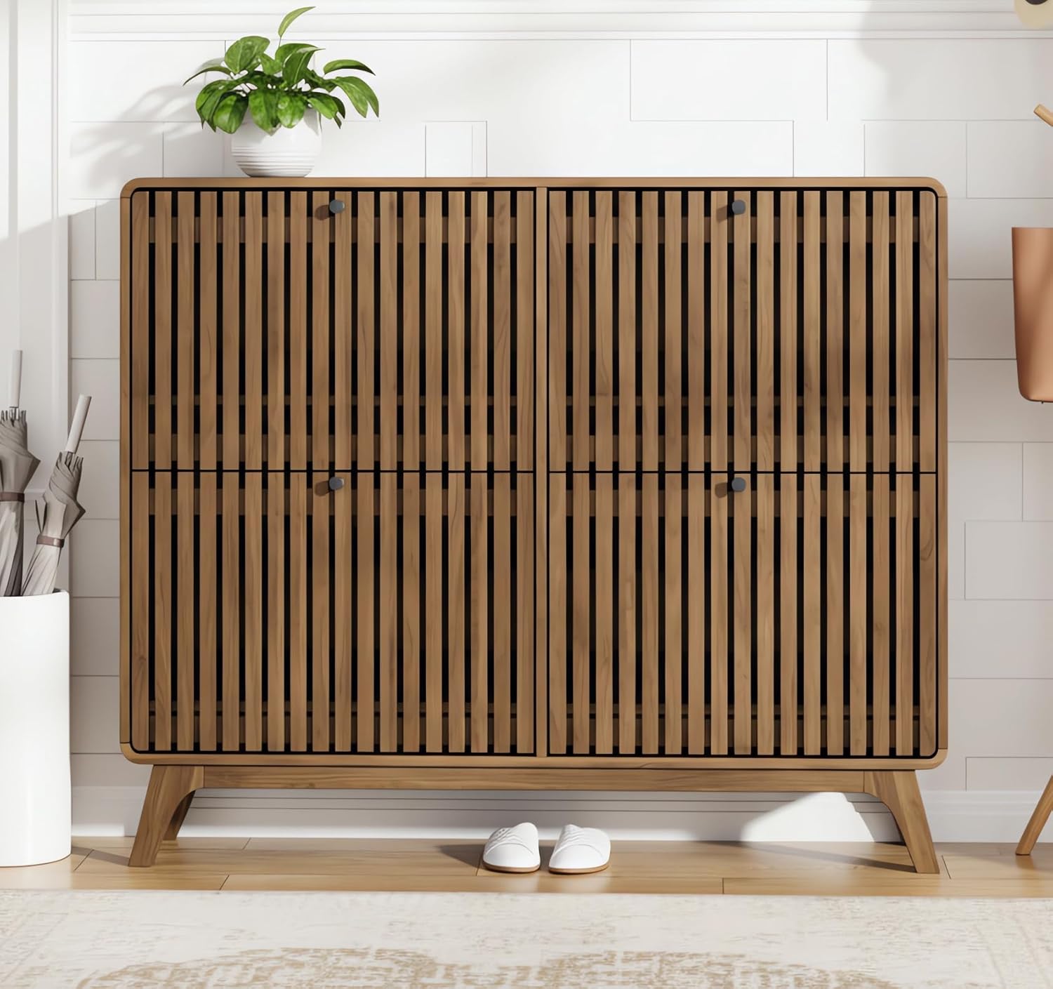 # خزانة أحذية كبيرة من الخيزرا - مراجعة Shoe Rack Cabinet Narrow Entryway وسعره