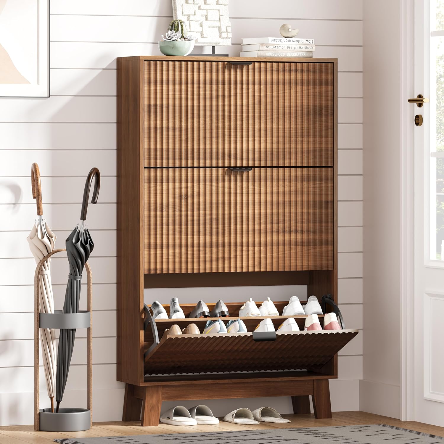خزانة أحذية للمدخل مع 3 أدراج  - مراجعة Shoe Rack Cabinet Narrow Entryway وسعره